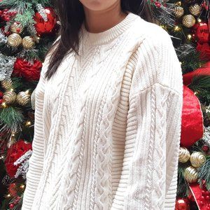 Cable Crew Neck Sweater Uniqlo